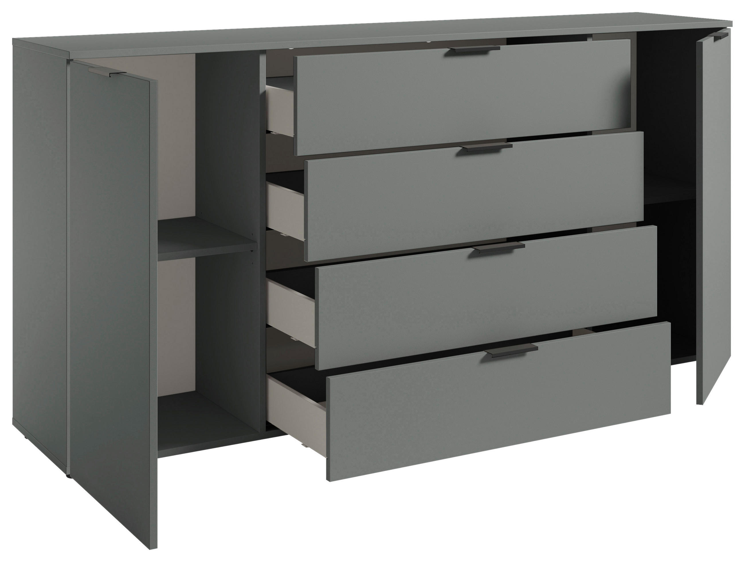 Thumbnail - Carryhome Sideboard, Salbeigrün, Kunststoff, 2 Fächer, 4 Schublade(n) Schubladen, 180x90x40 cm, Typenauswahl, Beimöbel e...
