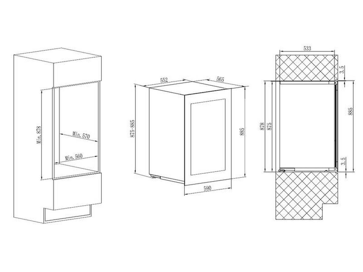 WEINKÜHLSCHRANK AVI88PLATINUM  - Schwarz, Basics, Glas/Holz (59,0/88,5/56,5cm)