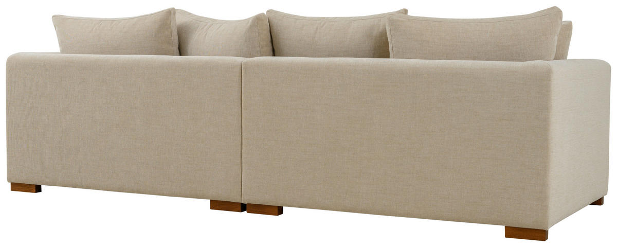 3-SITS SOFFA i flatväv beige  - beige/brun, Klassisk, metall/trä (266/80/113cm) - Carryhome