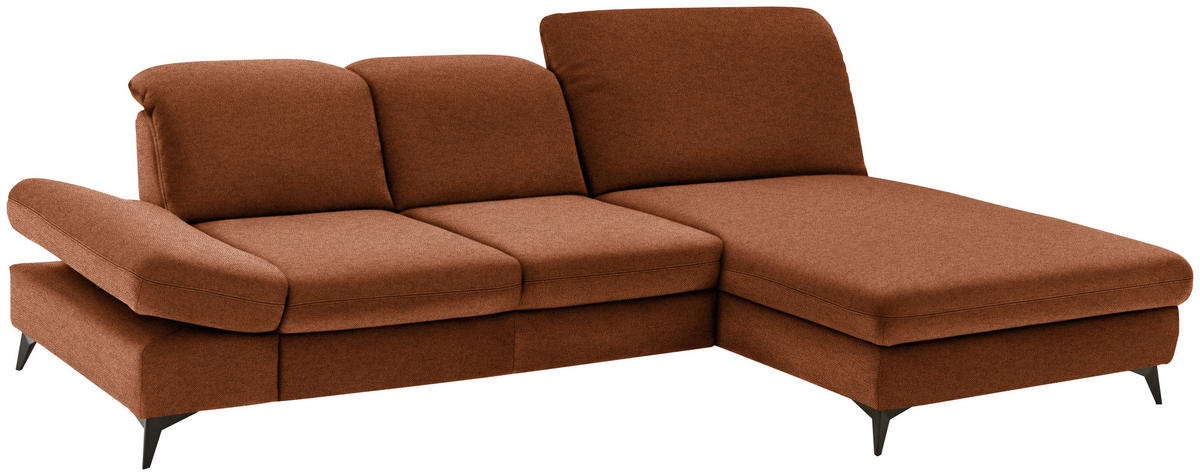 ECKSOFA Chenille Rostfarben  - Rostfarben/Schwarz, Design, Textil/Metall (288/198cm) - Beldomo Style