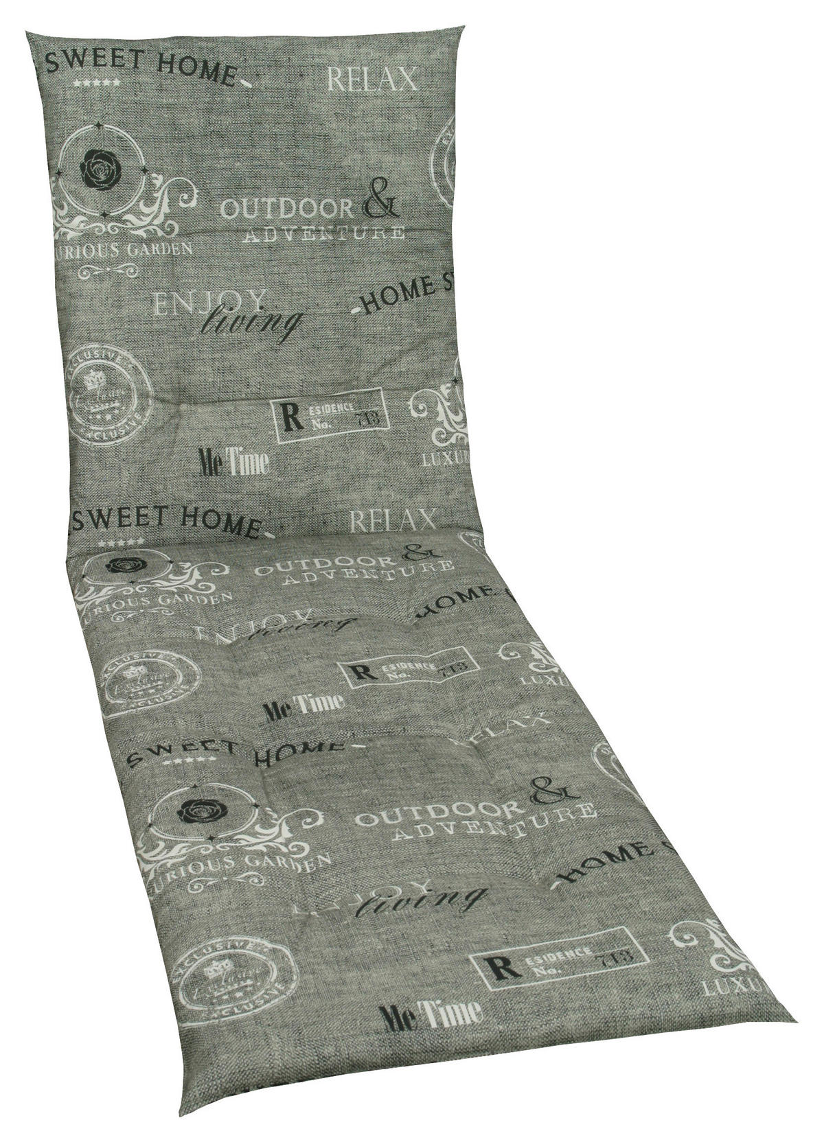 LIEGENAUFLAGE in Grau, Weiß, Hellgrau Schriftzug  - Hellgrau/Weiß, Design (58/5/188cm)