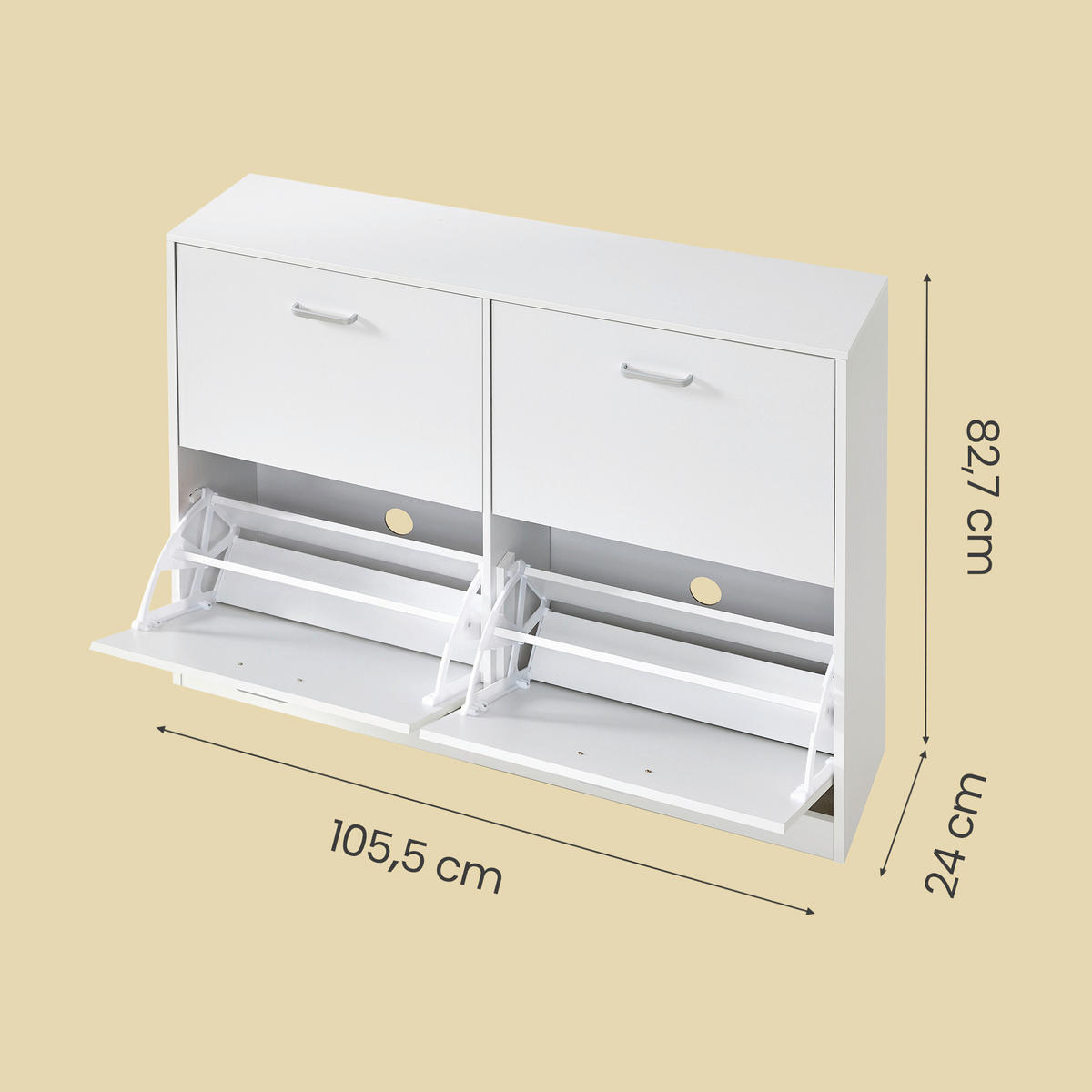 SCHUHKIPPER  in 105,5/82,7/24 cm  - Silberfarben/Weiß, Trend, Holzwerkstoff/Metall (105,5/82,7/24cm) - Boxxx