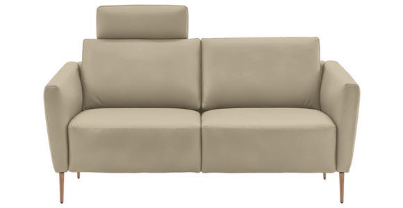 2-SITZER-SOFA  in Echtleder Ecru   - Ecru/Eichefarben, Natur, Leder/Holz (182/86/87cm) - Valnatura