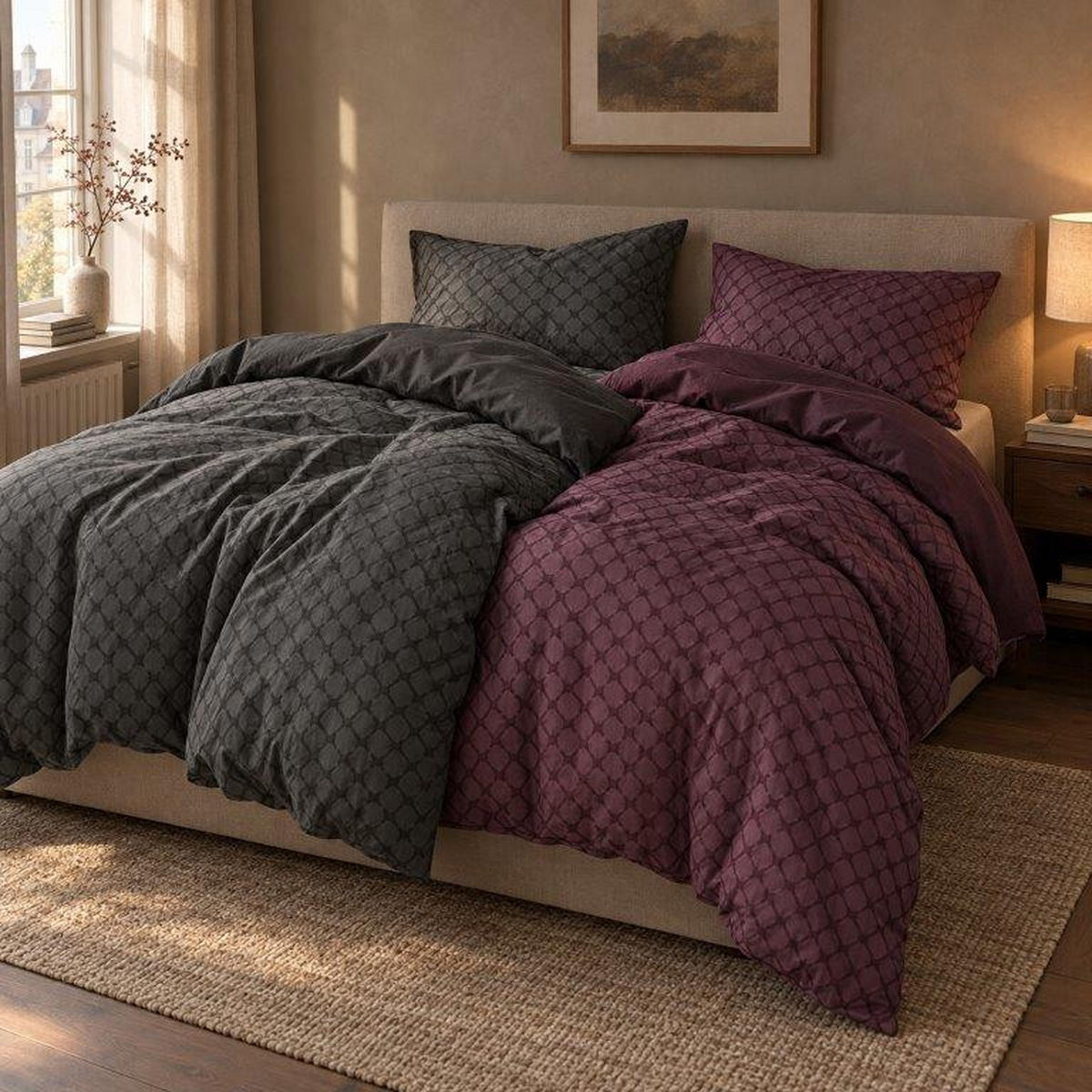 POSTELJINA SA DVA LICA STRIPES DK 200/200 cm saten antracit  - antracit, Dizajnerski, tekstil (200/200cm) - Dieter Knoll