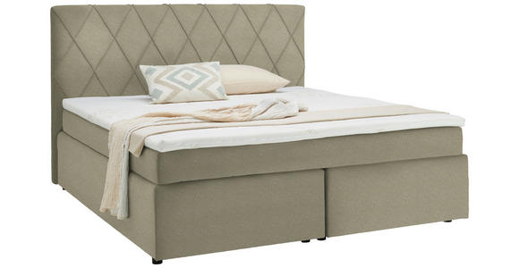 BOXSPRINGBETT 180/200 cm in Beige - Beige/Schwarz, Design, Kunststoff/Textil (180/200cm) - Xora
