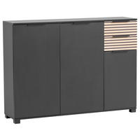 SCHUHSCHRANK Schwarz, Eichefarben  - Eichefarben/Schwarz, Design, Holzwerkstoff/Kunststoff (141,9/105,5/35cm) - MID.YOU