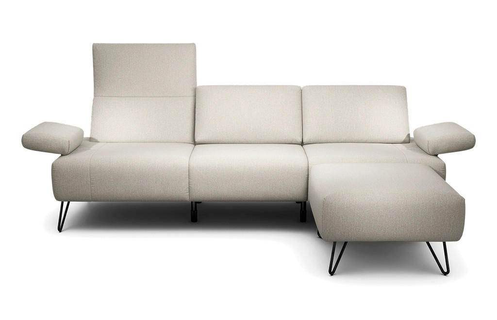 3-SITZER-SOFA Chenille Naturfarben  - Schwarz/Naturfarben, Design, Textil/Metall (234-264/85/86-94cm) - SENSOO