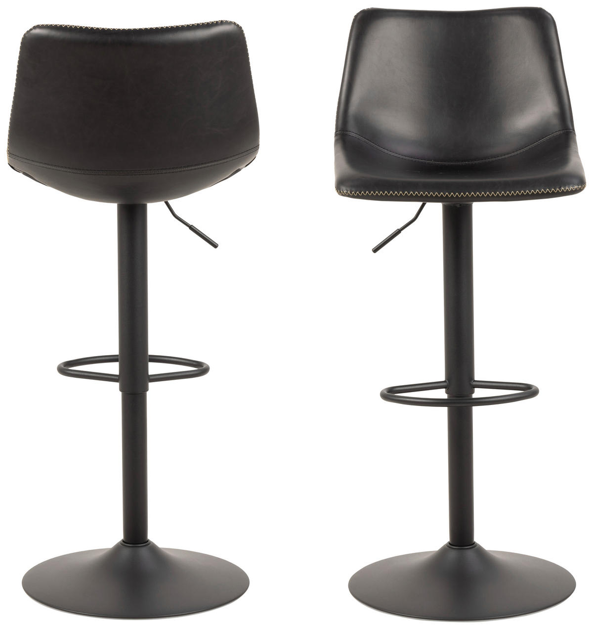 BARHOCKER Lederlook Schwarz  - Creme/Schwarz, Trend, Textil/Metall (47/110/51cm) - MID.YOU