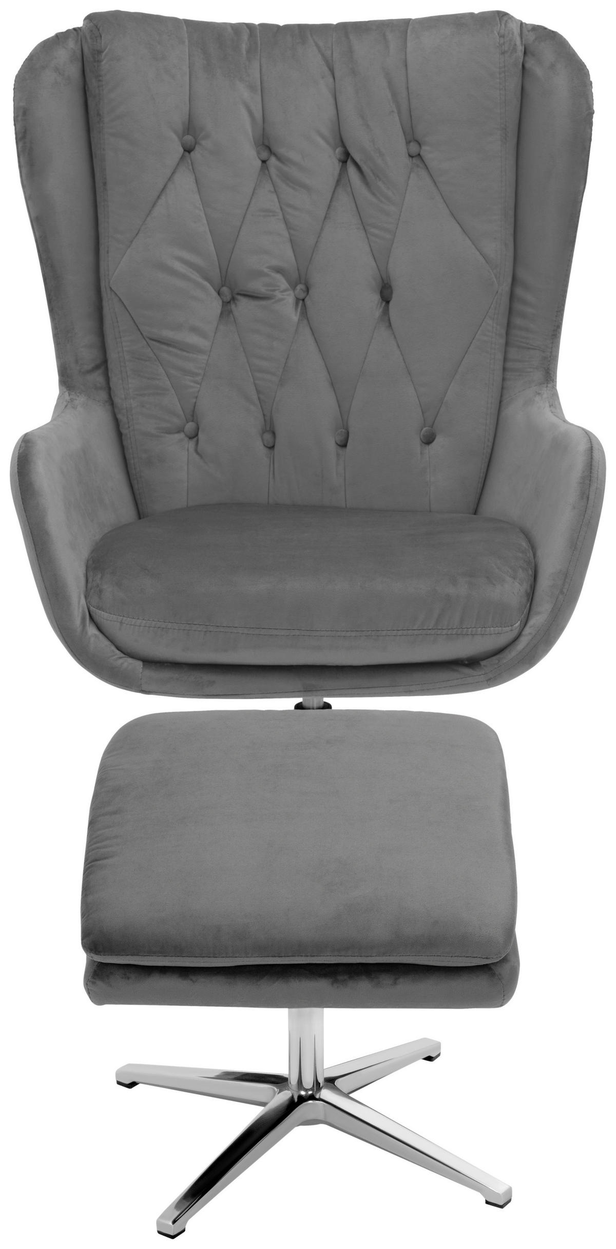 RELAXSESSEL Samt Hocker    - Grau, Design, Metall (73/102/84cm) - MID.YOU