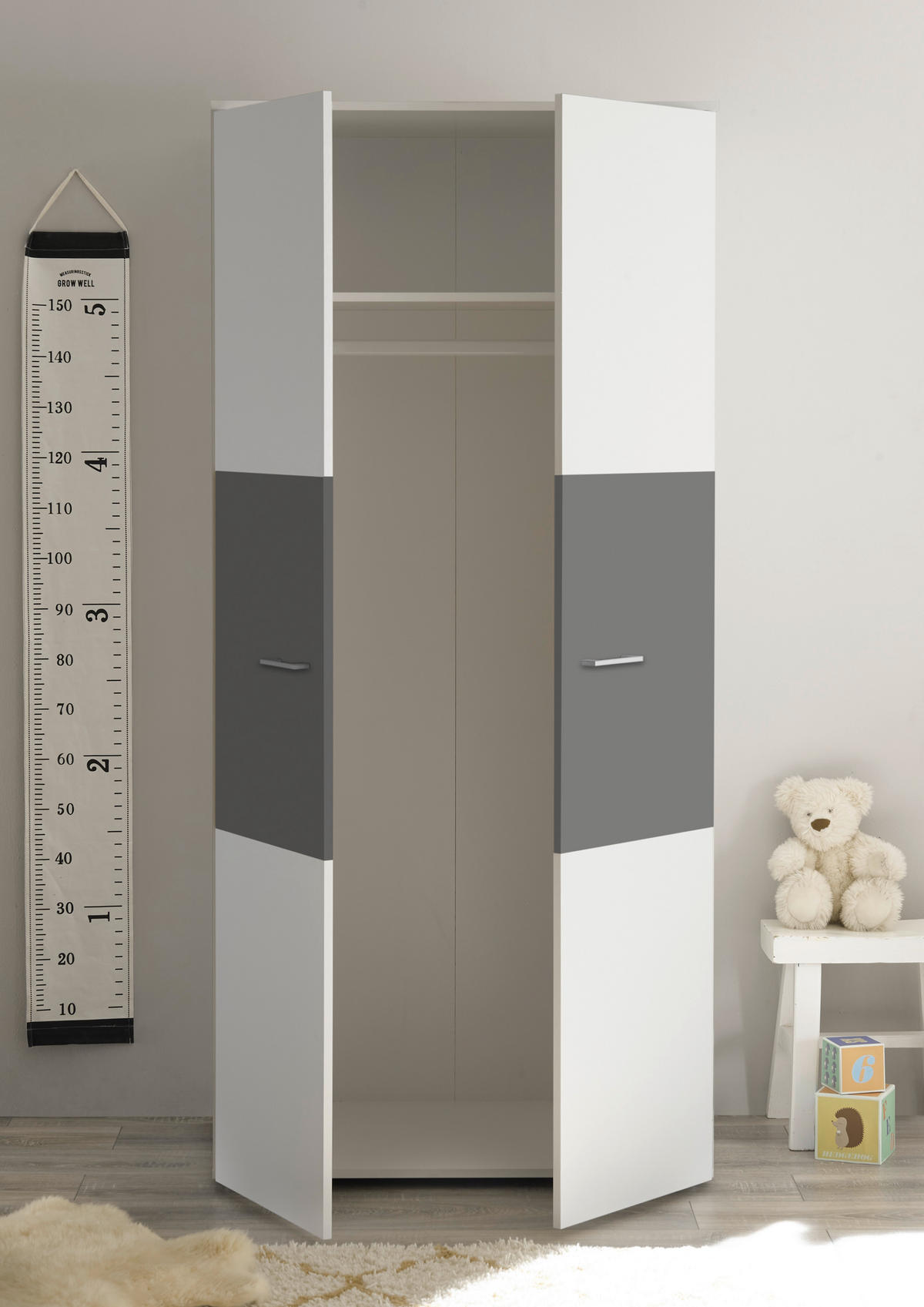 șIFONIER PENTRU COPII - alb/grafit, Modern, plastic/material pe bază de lemn (90/195/60cm) - Carryhome