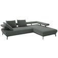 ECKSOFA Fino in Chenille Graugrün  305/224 cm  - Schwarz/Graugrün, Design, Textil/Metall (305/224cm) - Dieter Knoll