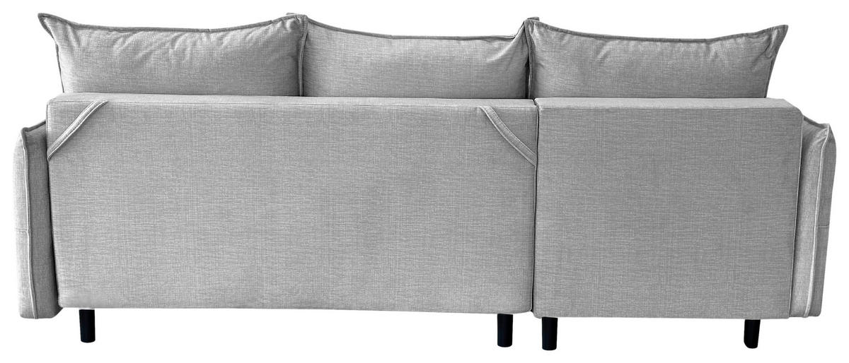 ECKSOFA in Flachgewebe Grau  170/235 cm  - Schwarz/Grau, Design, Holz/Kunststoff (170/235cm) - MID.YOU