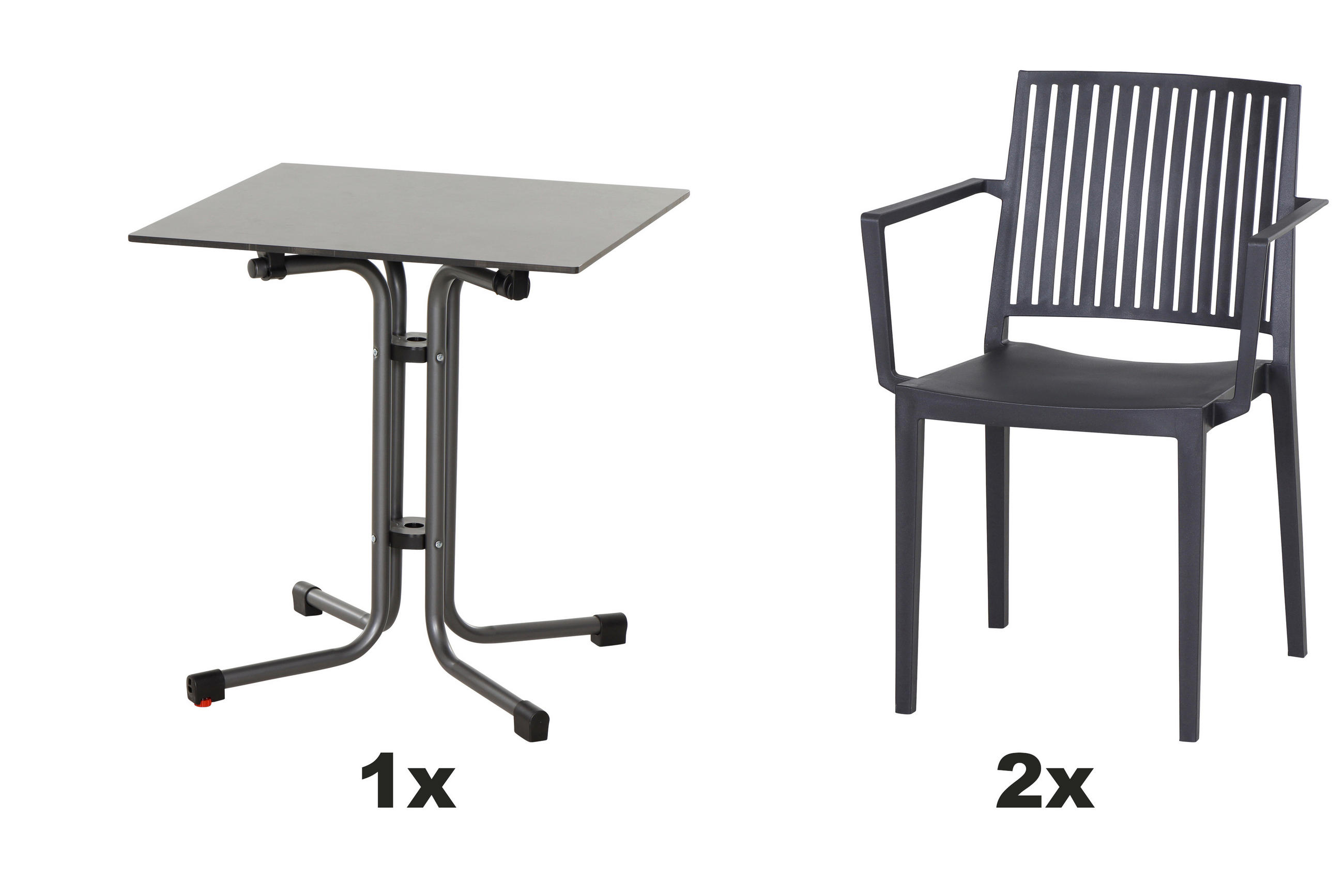 GARTENGARNITUR 3-teilig  - Anthrazit, Basics, Holzwerkstoff/Kunststoff (65/80/65cm) - Siena Garden