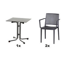 GARTENGARNITUR 3-teilig Stahl 3-teilig  - Anthrazit, Basics, Kunststoff/Metall (65/80/65cm) - Siena Garden