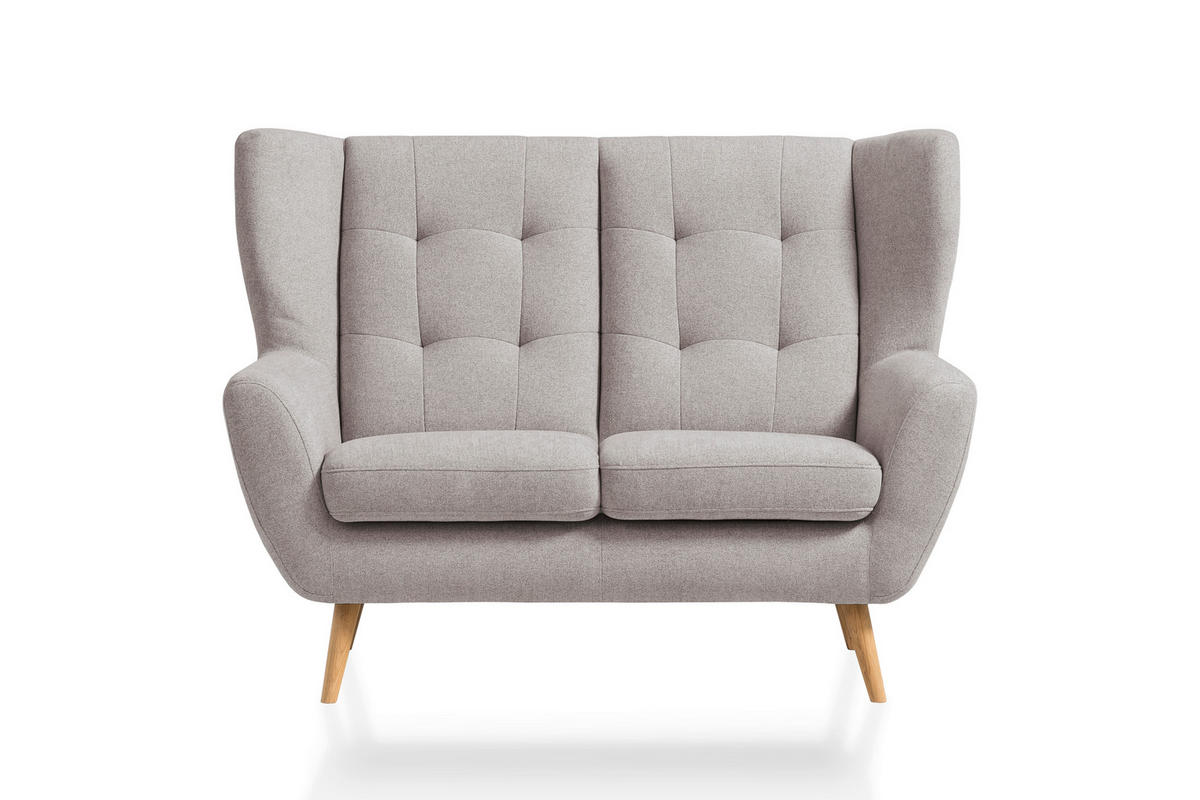 DVOJMIESTNA POHOVKA, drevo, textil, kompozitné drevo, béžová - farba duba/béžová, Design, drevo/kompozitné drevo (140/102/90cm) - Niels Andersson