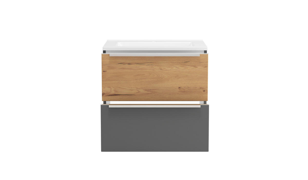 BADEZIMMER 2-teilig  in 60 cm  - Wildeiche/Edelstahlfarben, Trend, Glas/Holzwerkstoff (60cm) - Held