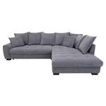 ECKSOFA Grau Cord Rückenkissen, Armlehnenkissen, Bettkasten, Schlaffunktion, Rücken echt, Liegefläche im Originalstoff  - Schwarz/Grau, KONVENTIONELL, Kunststoff/Textil (304/212cm) - Carryhome