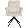 ARMLEHNSTUHL  in Eisen Mikrofaser, Teddystoff  - Beige/Schwarz, Design, Textil/Metall (59/90/62,5cm) - Novel