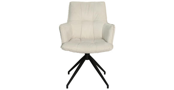 ARMLEHNSTUHL  in Eisen Mikrofaser, Teddystoff  - Beige/Schwarz, Design, Textil/Metall (59/90/62,5cm) - Novel