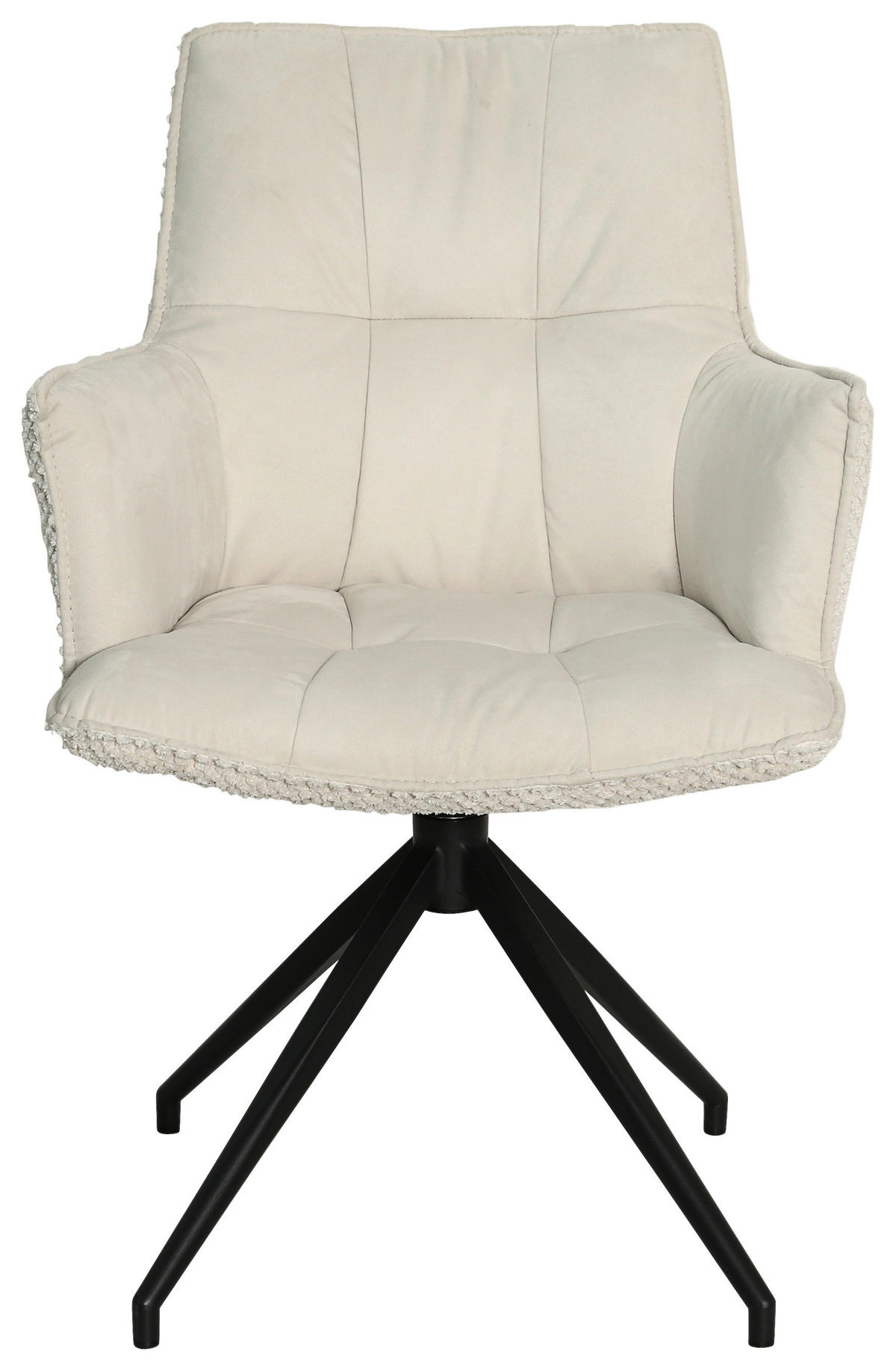 ARMLEHNSTUHL  in Eisen Mikrofaser, Teddystoff  - Beige/Schwarz, Design, Textil/Metall (59/90/62,5cm) - Novel