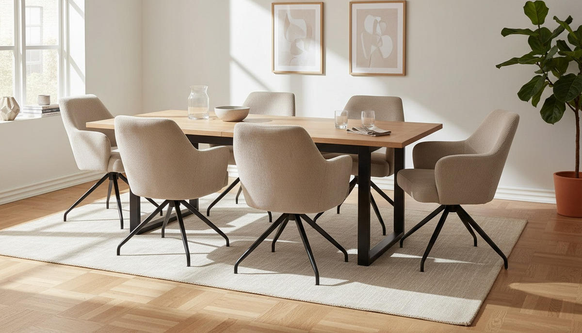 ARMLEHNSTUHL  Sitzfläche 360° drehbar Cord  Schwarz, Beige  - Beige/Schwarz, Modern, Holz/Textil (58/84/63cm) - Livetastic