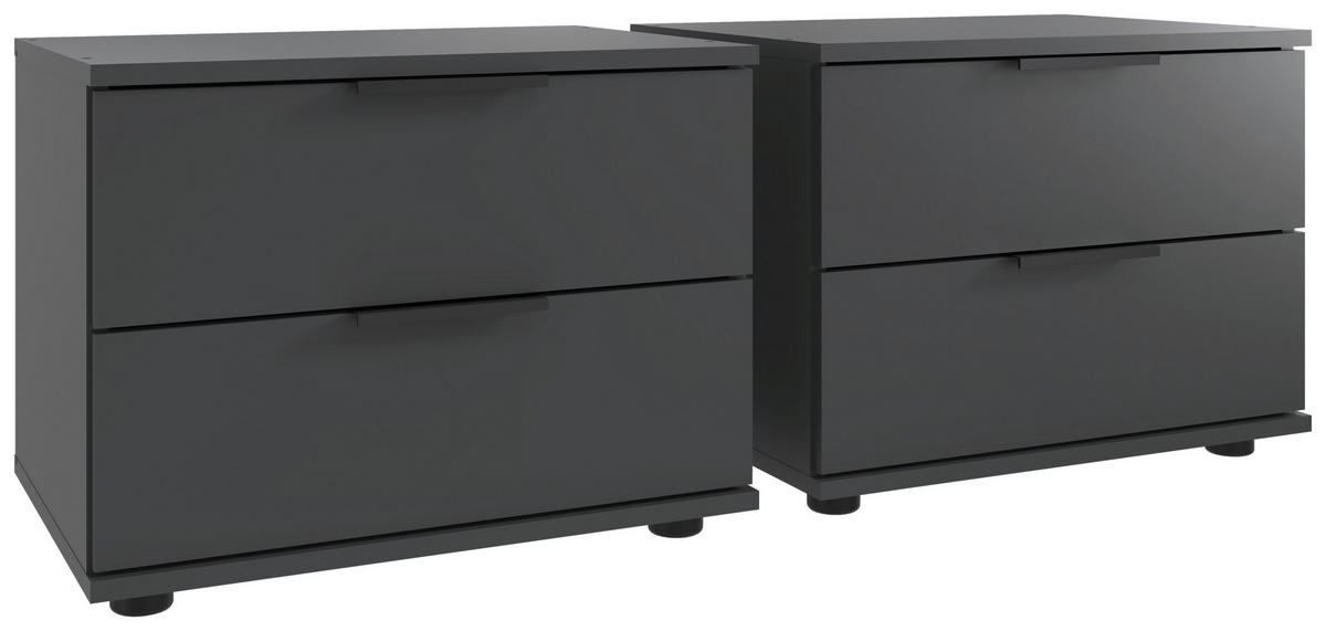 NACHTTISCH-SET 52/40/38 cm  Graphitfarben  - Schwarz/Graphitfarben, Design, Holzwerkstoff/Kunststoff (52/40/38cm) - Carryhome