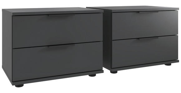 NACHTKÄSTCHENSET 52/40/38 cm  in Graphitfarben  - Schwarz/Graphitfarben, Design, Holzwerkstoff/Kunststoff (52/40/38cm) - Carryhome