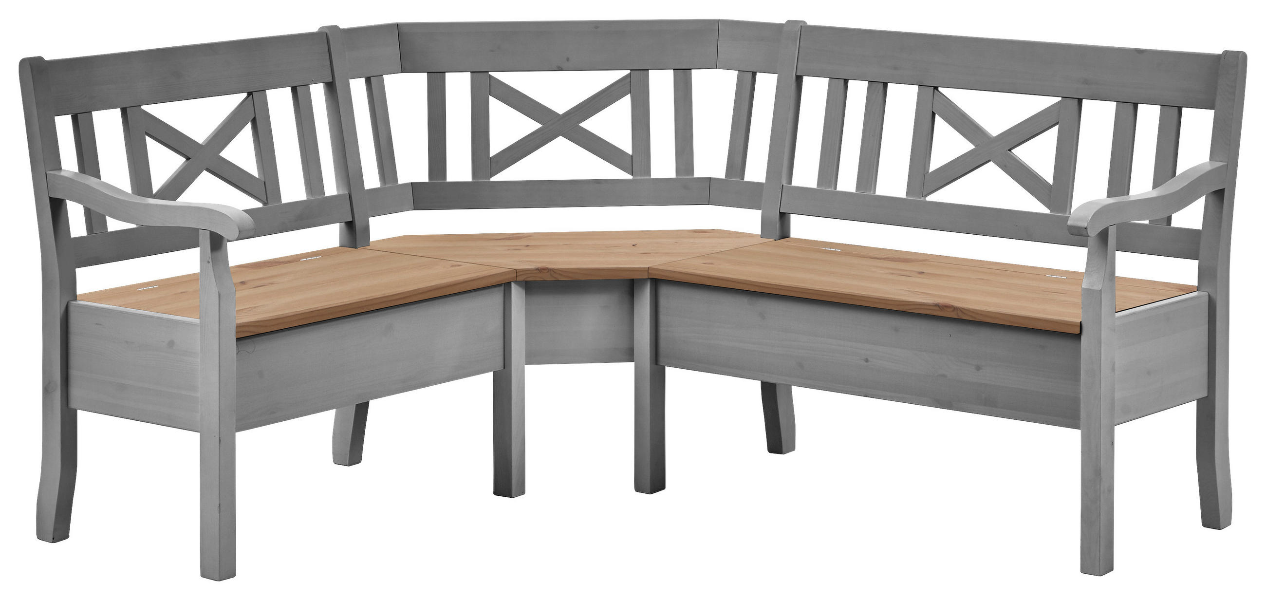 ECKBANK 170/147 cm Weiß, Laugenfarbig Kiefer massiv   - Laugenfarbig/Weiß, ROMANTIK / LANDHAUS, Holz (170/147cm) - Boxxx