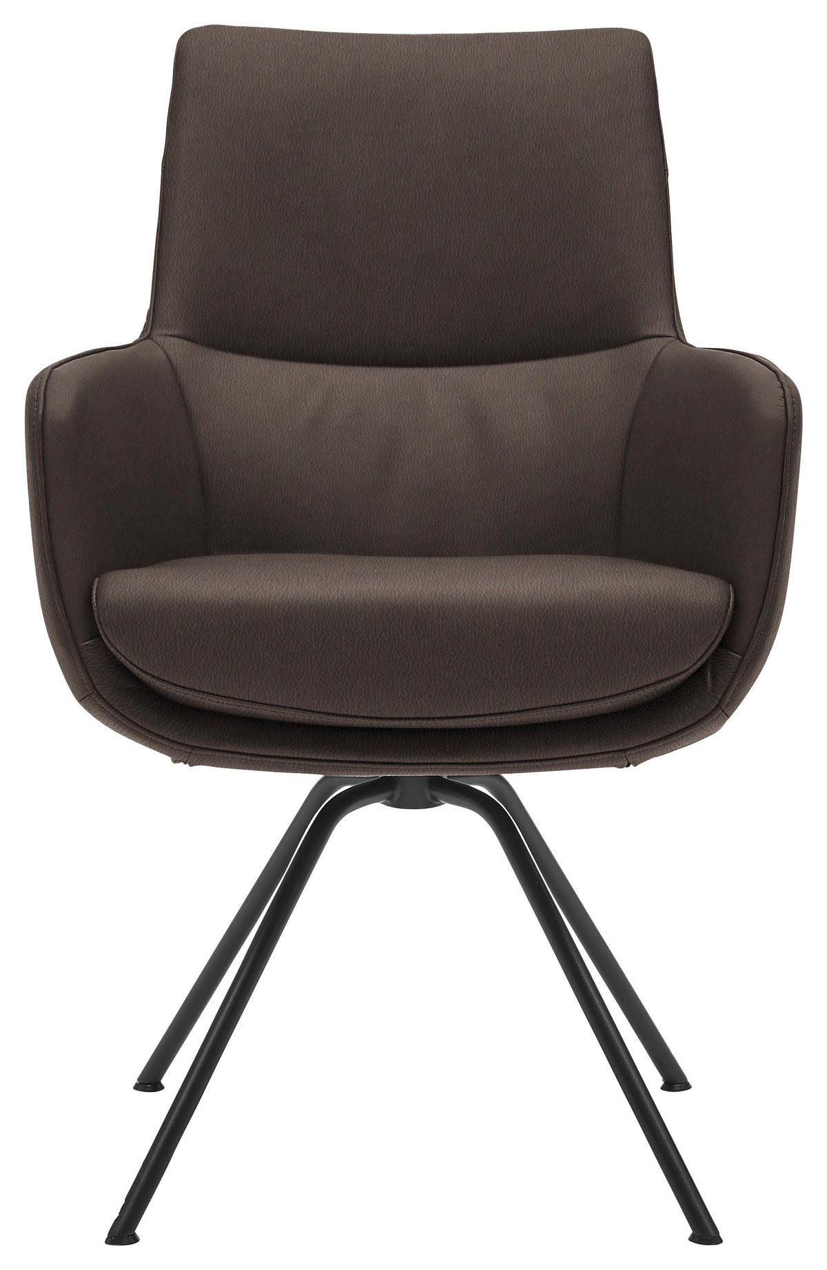 ARMLEHNSTUHL  in Stahl Echtleder  - Schwarz/Braun, Design, Leder/Metall (60/90/61cm) - Dieter Knoll