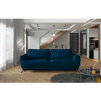 SCHLAFSOFA in Samt Blau  - Blau/Schwarz, Design, Textil/Metall (242/90/95cm) - MID.YOU