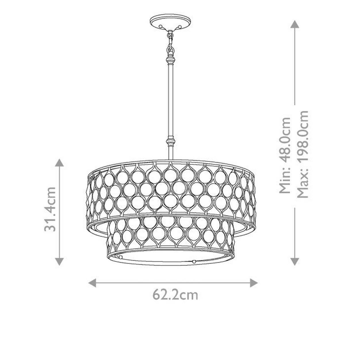 HÄNGLAMPA Lucia 62.2/48 cm  - silver, Klassisk, metall/glas (62.2/48cm) - Elstead Lighting
