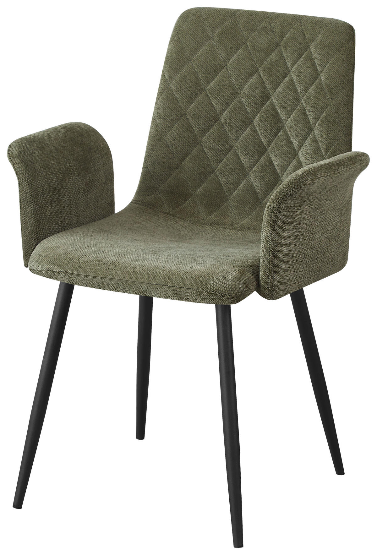 ARMLEHNSTUHL   Webstoff  - Schwarz/Olivgrün, Design, Textil/Metall (61/87/55cm) - Ti'me