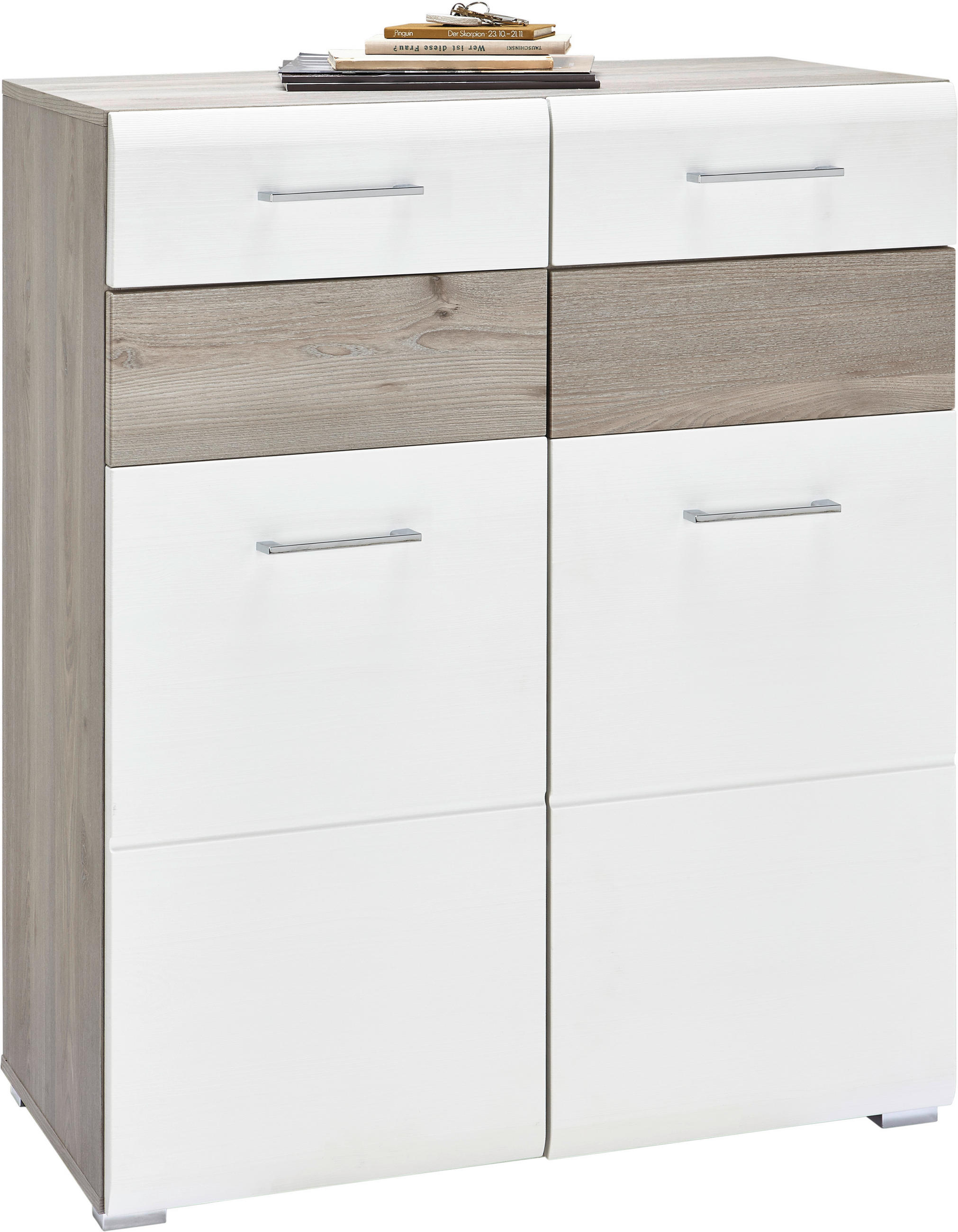CIPELARNIK  boja srebrnog hrasta  pločasti materijal     - boja hroma/bela, Dizajnerski, metal/pločasti materijal (85/105/40cm) - Xora