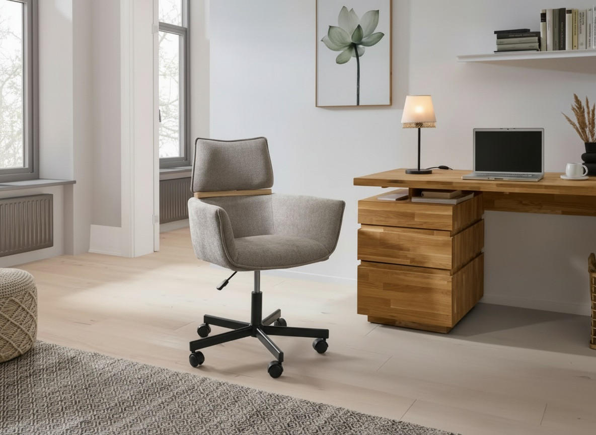 DREHSTUHL  in Webstoff Dunkelgrau  - Dunkelgrau/Schwarz, MODERN, Holz/Kunststoff (62/86/56cm) - MID.YOU