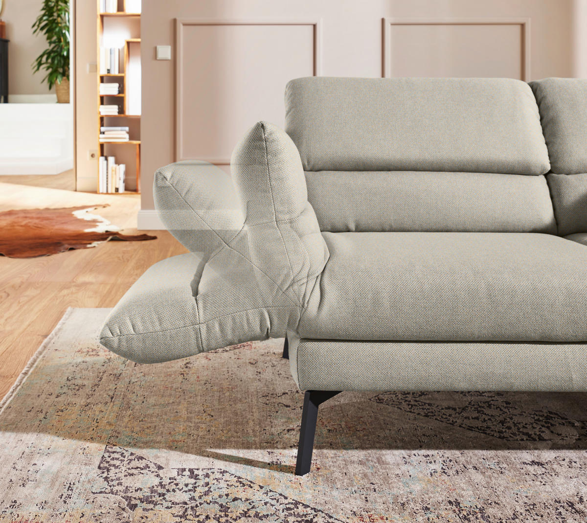 2-SITZER-SOFA Flachgewebe Sandfarben  - Sandfarben/Schwarz, Design, Textil/Metall (178-226/83-113/96-177cm) - Dieter Knoll