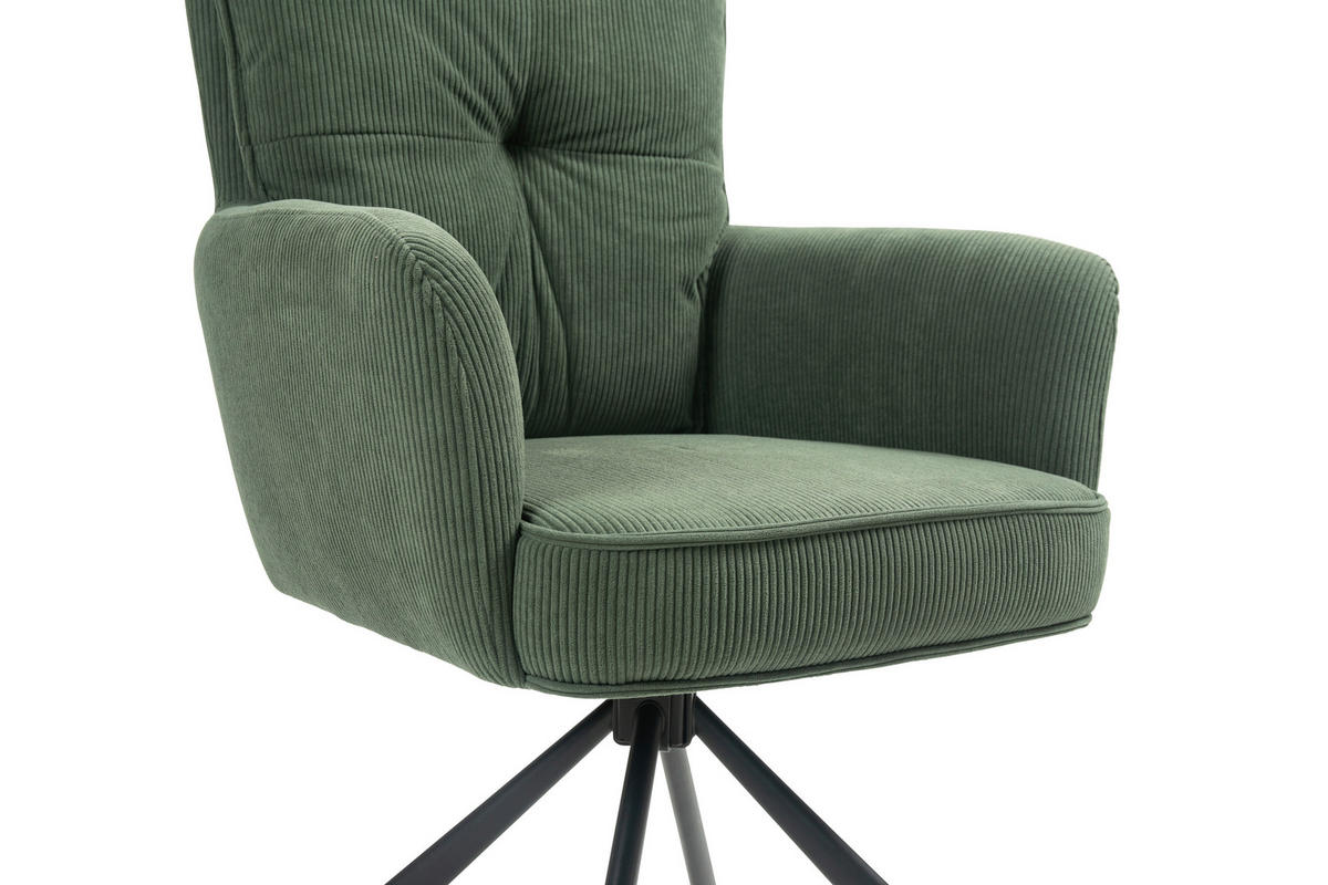 ARMLEHNSTUHL  in Eisen Cord  - Schwarz/Olivgrün, Design, Textil/Metall (60/95/67cm) - Novel