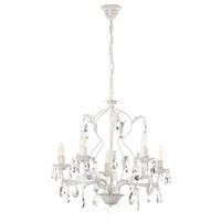 KRISTALL-HÄNGELEUCHTE 53/100 cm   - Weiß, KONVENTIONELL, Glas/Metall (53/100cm)