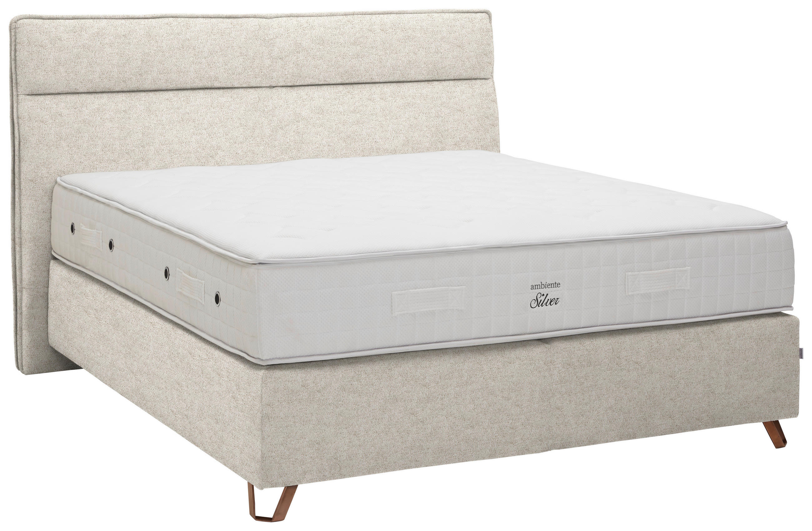 BOXSPRINGBETT 200/200 cm  in Beige  - Beige/Kupferfarben, Konventionell, Textil/Metall (200/200cm) - Ambiente
