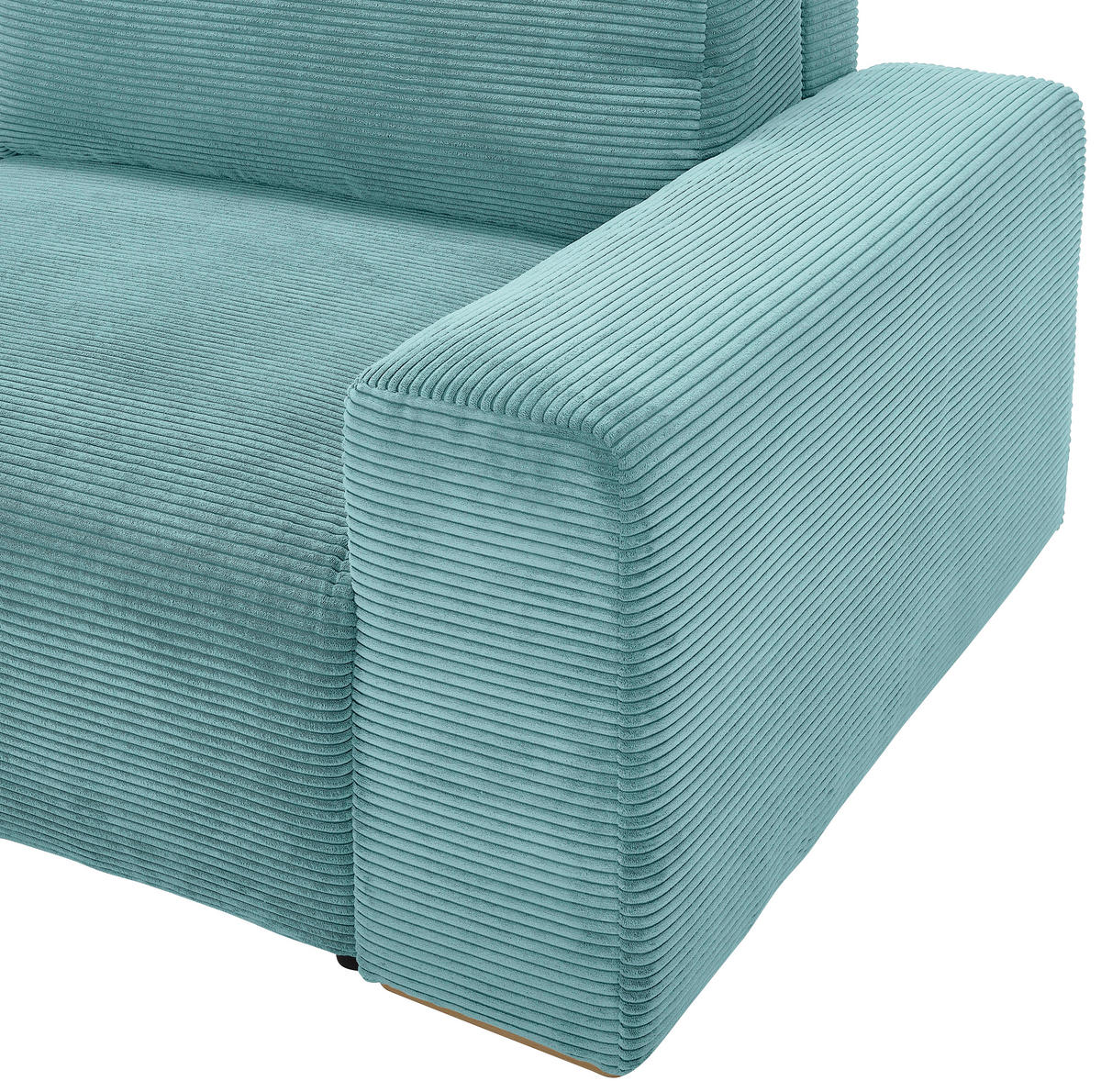 SCHLAFSOFA Cord Mintgrün  - Buchefarben/Schwarz, KONVENTIONELL, Holz/Kunststoff (255/86/123cm) - Livetastic