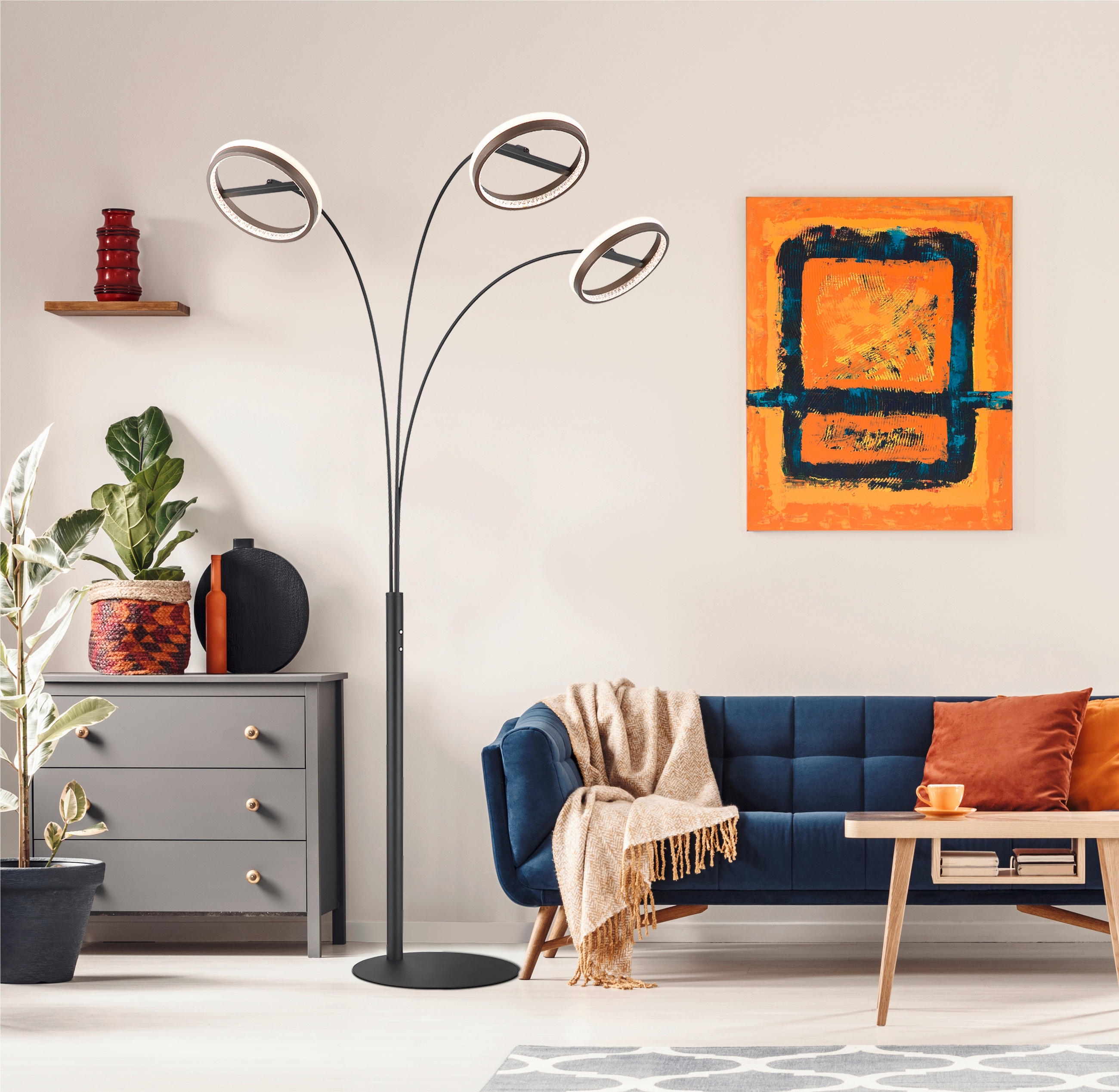 LED-STEHLEUCHTE - Klar/Weiss, Design, Kunststoff/Metall (83,7/102,3/190,2cm) - Globo