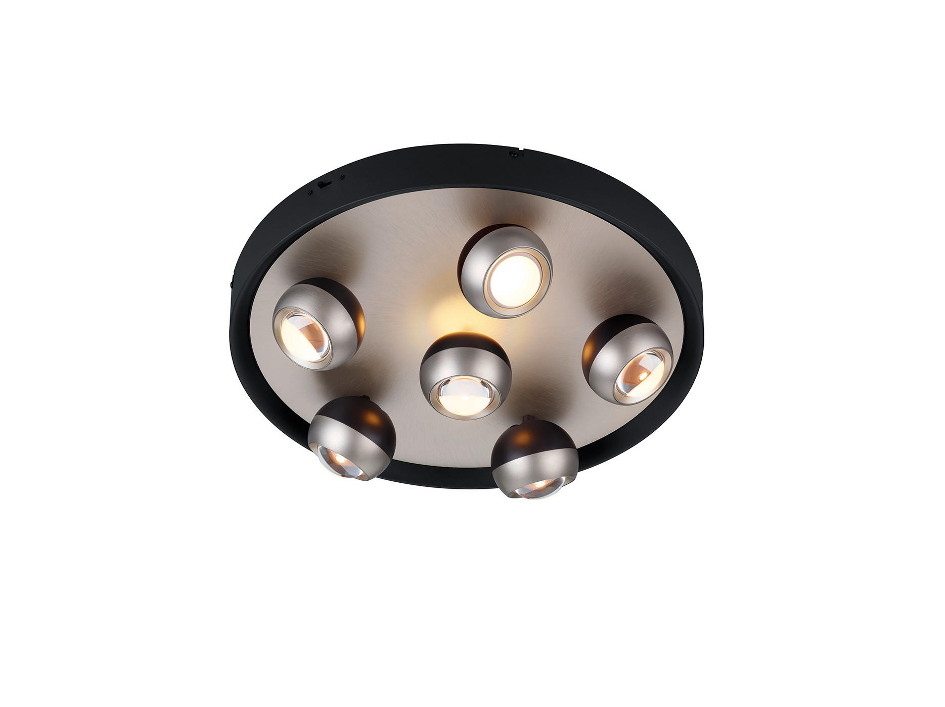 LED MENNYEZETI LÁMPA - fekete/nikkelszínű, Design, fém (50/13,5cm) - Trio Leuchten