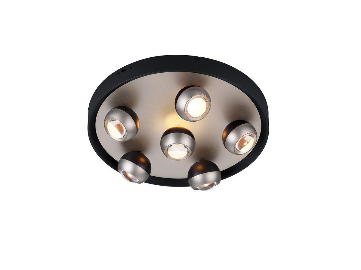 LED MENNYEZETI LÁMPA - fekete/nikkelszínű, Design, fém (50/13,5cm) - Trio Leuchten