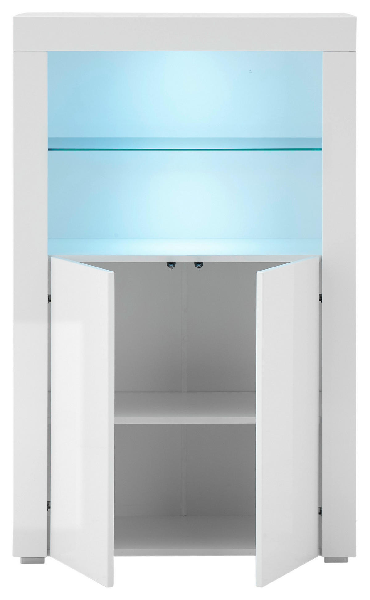HIGHBOARD  in 80/128/38 cm  - Weiß Hochglanz/Silberfarben, Design, Glas/Holzwerkstoff (80/128/38cm) - MID.YOU