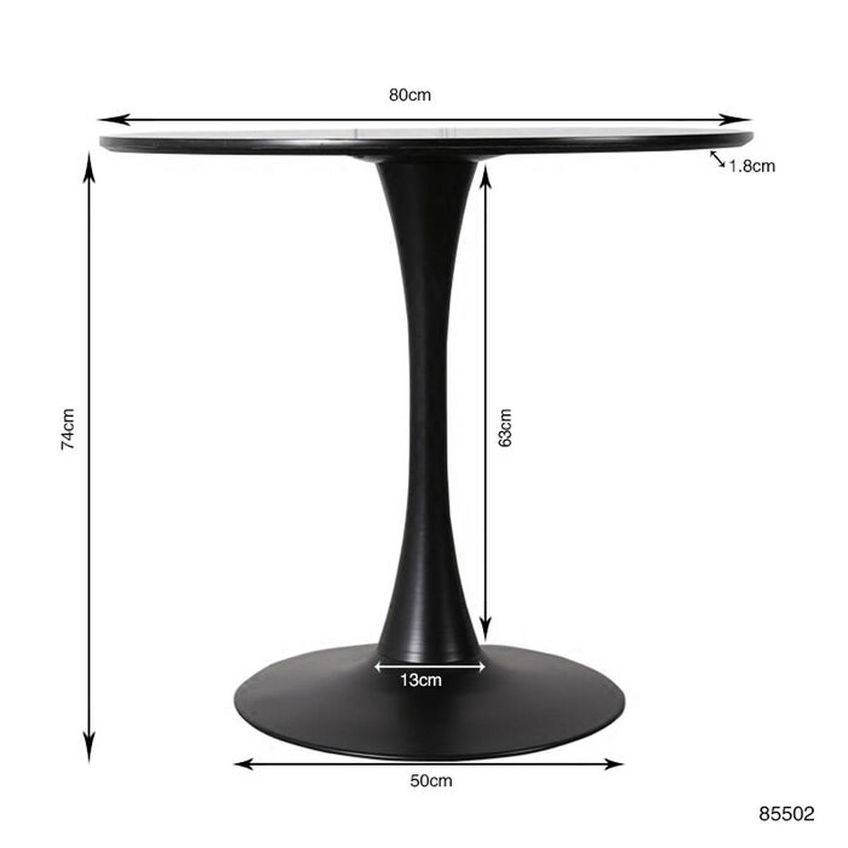ESSTISCH in Holzwerkstoff 80/80/74 cm  - Schwarz, Design, Holzwerkstoff/Metall (80/80/74cm) - Kare-Design