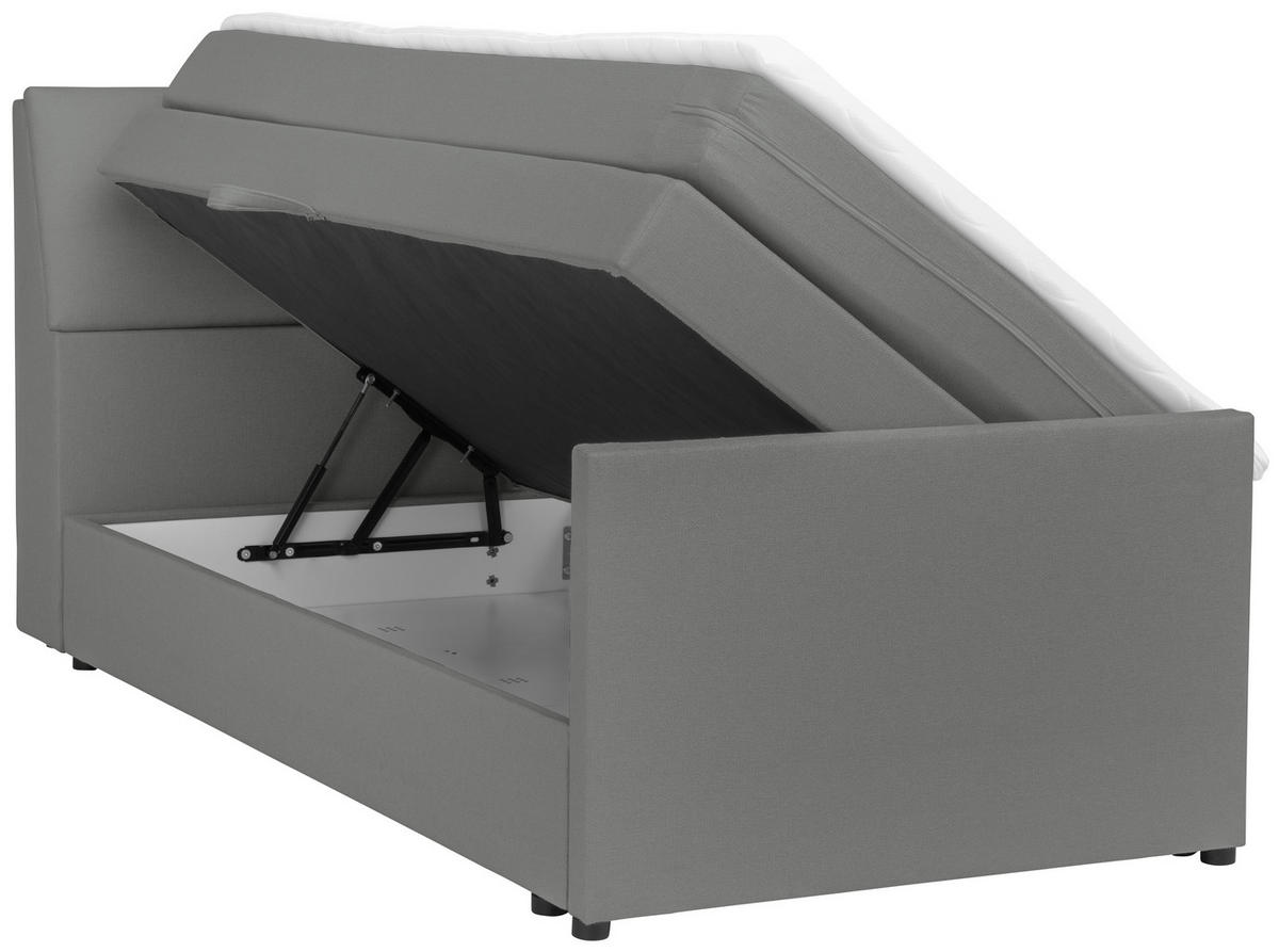 BOXSPRINGBETT 120/200 cm  in Grau  - Schwarz/Grau, MODERN, Holz/Textil (120/200cm) - MID.YOU