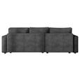 ECKSOFA Dunkelgrau Cord Zierkissen, Rückenkissen, Bettkasten, Schlaffunktion, Rücken echt, Liegefläche im Originalstoff  - Dunkelgrau/Schwarz, MODERN, Kunststoff/Textil (190/280cm) - Carryhome