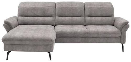 ECKSOFA in Flachgewebe Graubraun  - Graubraun/Schwarz, Konventionell, Textil/Metall (181/260cm) - Beldomo Speed