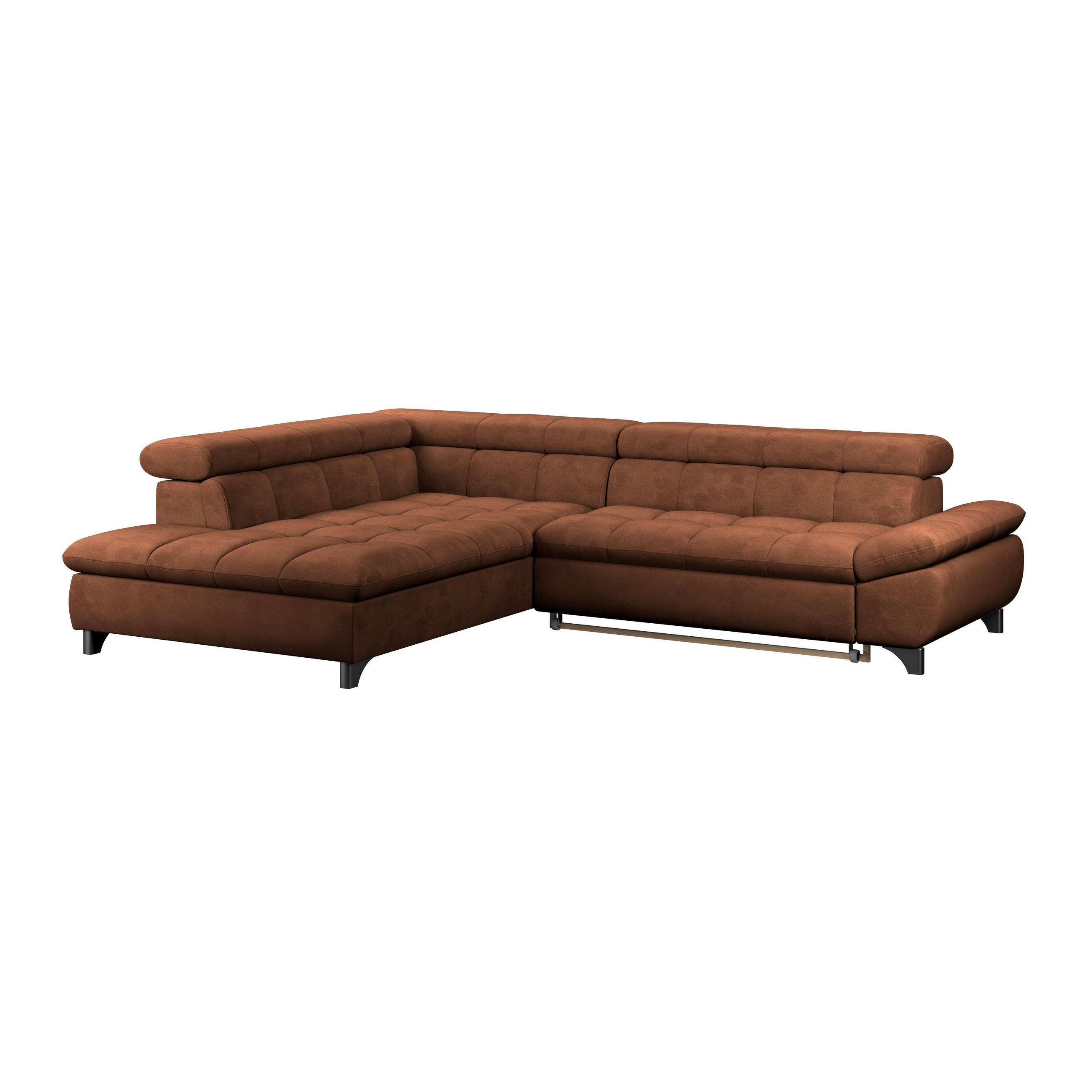 ECKSOFA Cognac Chenille  - Chromfarben/Cognac, KONVENTIONELL, Textil/Metall (234/312cm) - Livetastic
