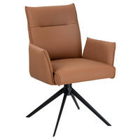 ARMLEHNSTUHL  Sitzfläche 360° drehbar  Echtleder  Cognac  - Cognac/Schwarz, Design, Leder/Metall (60/88,5/57,5cm) - Valnatura