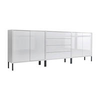 SIDEBOARD Mailand Set 5 + MF  in 237/86/33 cm  - Weiß Hochglanz/Anthrazit, MODERN, Holzwerkstoff/Metall (237/86/33cm) - MID.YOU
